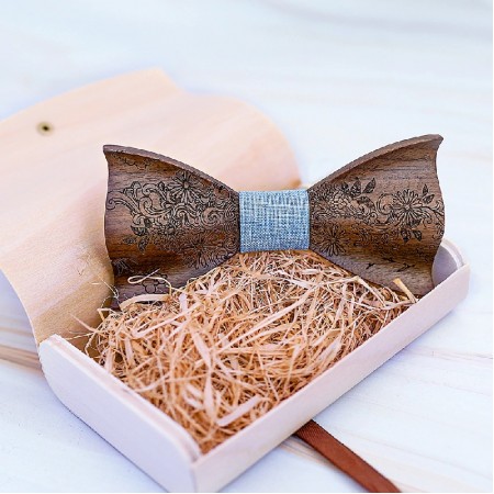 3D Engraving Wooden Bow Ties for Men ME